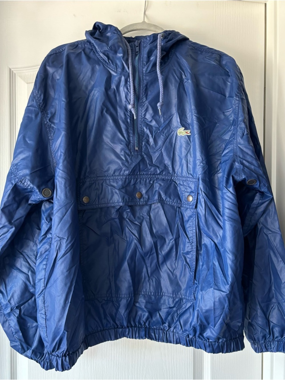 Vintage Izod Lacoste Hooded Windbreaker Jacket Men's Blue Outdoor large nylon